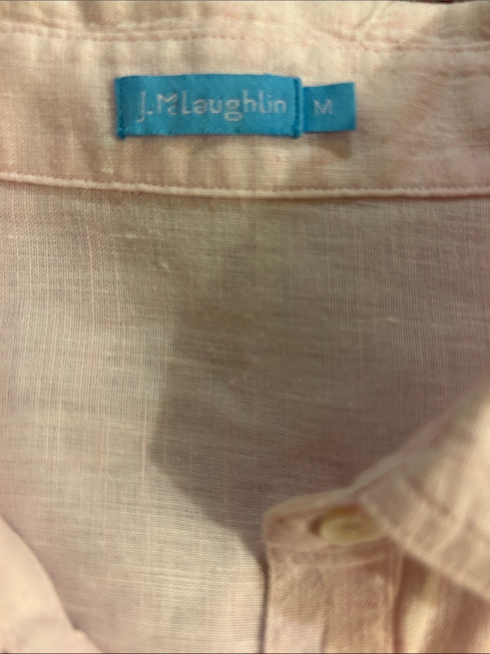 J. McLaughlin Pink 100% Linen Button Down Shirt Blouse Size M - Picture 6 of 9